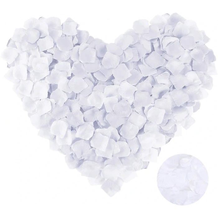 Beyaz Renk Gül Yaprağı Şekilli Konfeti 5 Paket 500 Adet