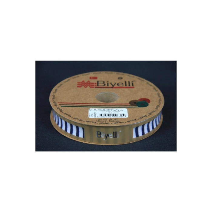 Biye Kalın Çizgili Katlı F04 Lacivert 2 cm 25 Metre %65 Koton %35 Polyester