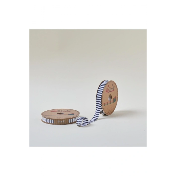 Biye Kalın Çizgili Katlı F10 indigo 2 cm 25 Metre %65 Koton %35 Polyester