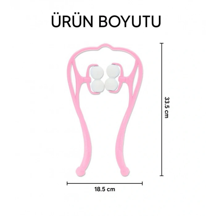 Boyun Bacak Ayak Bel Masaj Aleti Çok Fonksiyonlu Manuel 4 Tekerlekli - Pembe