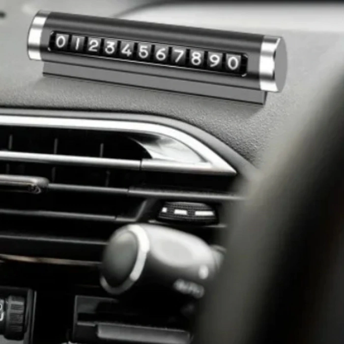 BUFFER® Alüminyum Kasa Siyah Renk Çevirmeli Araç Içi Telefon Numaratörü Park Oto Numaratörü