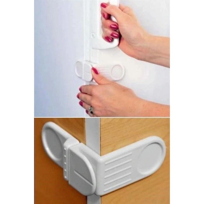 BUFFER® Bebek Çocuk Güvenlik Çekmece ve Dolap İçin Kendiliğinde Yapışkanlı Vidasız Köşe Kapak Kilidi