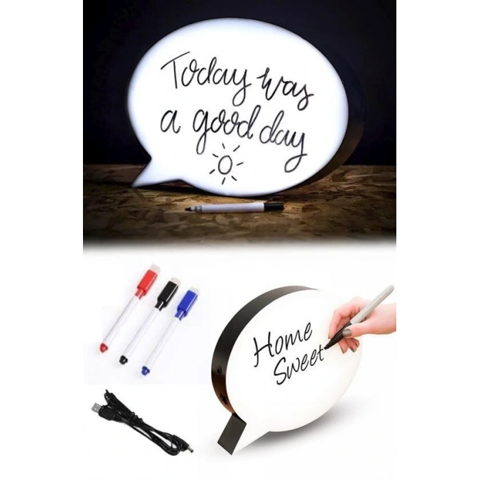 BUFFER® Kalemle Yazılabilen Konuşma Balonu Görünümlü Işıklı Mesaj Panosu