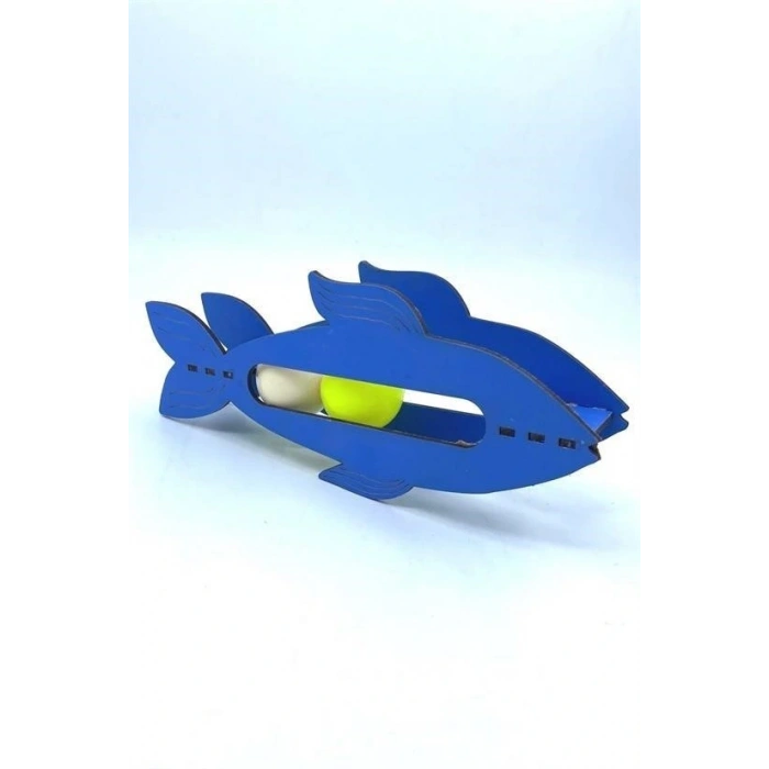 BUFFER®  Kediler İçin Ahşap 2 Toplu Eğimli  Sevimli Balık Şeklinde Eğitim Amaçlı Oyuncak