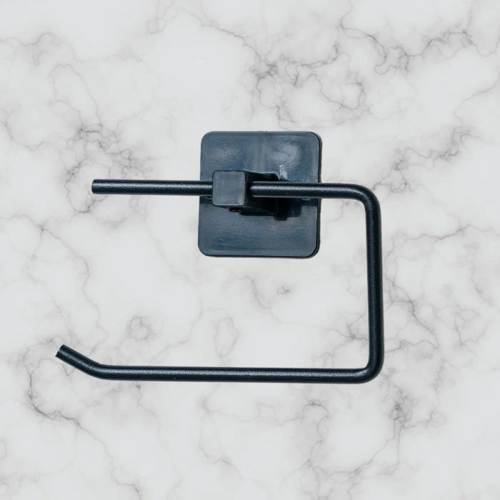 BUFFER® Kendiliğinden Yapışkanlı Siyah Paslanmaz Metal Kapaksız Tuvalet Kağıtlığı Aparatı