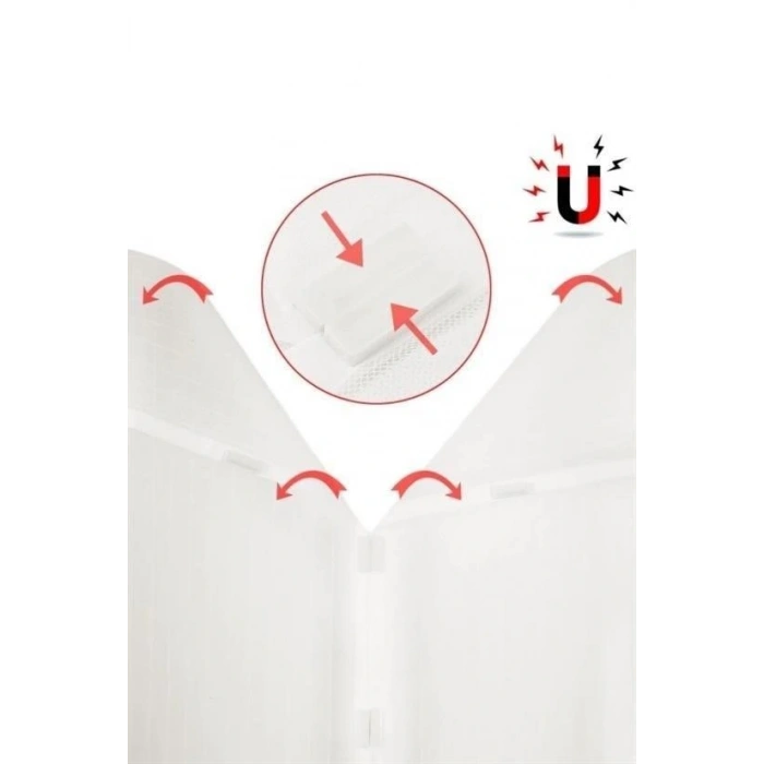 BUFFER® Pratik Manyetik Mıknatıslı Beyaz Kapı Pencere Sinekliği Tülü 90 x 210 cm
