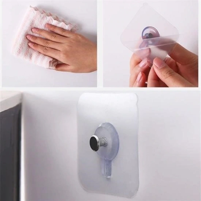 BUFFER® Süper Güçlü Çerçeve Askısı Pin Delgisiz Vidalı Tırnak Kanca Yapışkanlı Raf Tutucu Askı 4 Adet