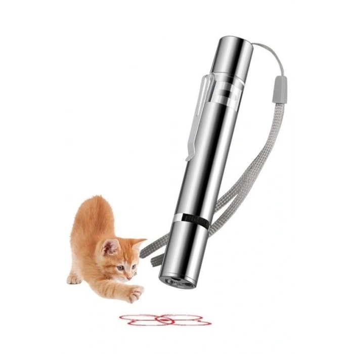 BUFFER® Usb İle Şarj Edilebilen 3In 1 Kırmızı Işık +Beyaz Led Meşale Işık + Uv El Feneri Kedi Lazeri