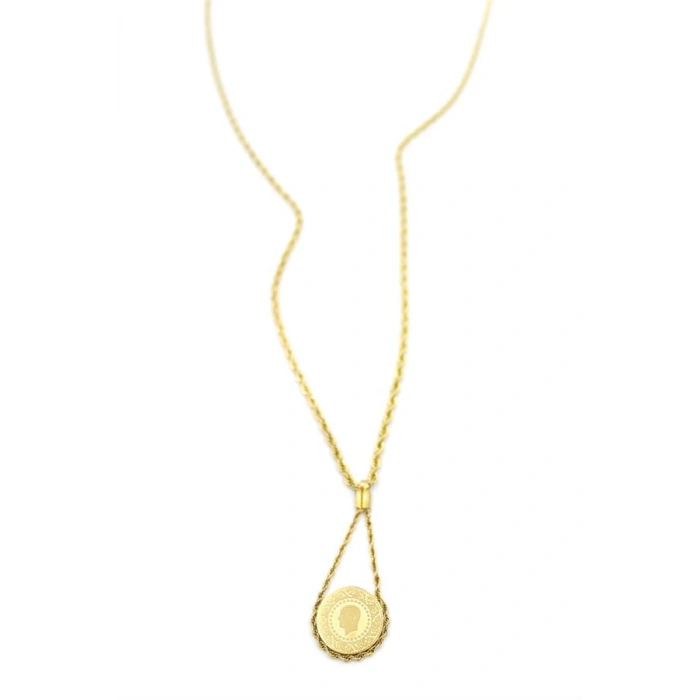 Burgu Zincir Çeyrek Kolye - Altın