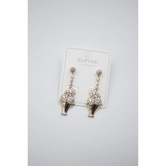 Çiçek Buketi Küpe - Altın