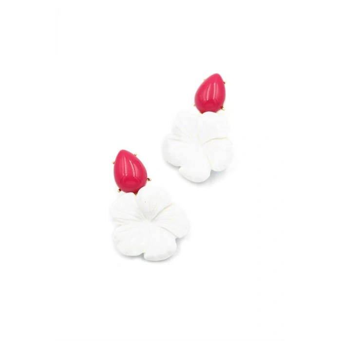 Çiçek Küpe - Beyaz