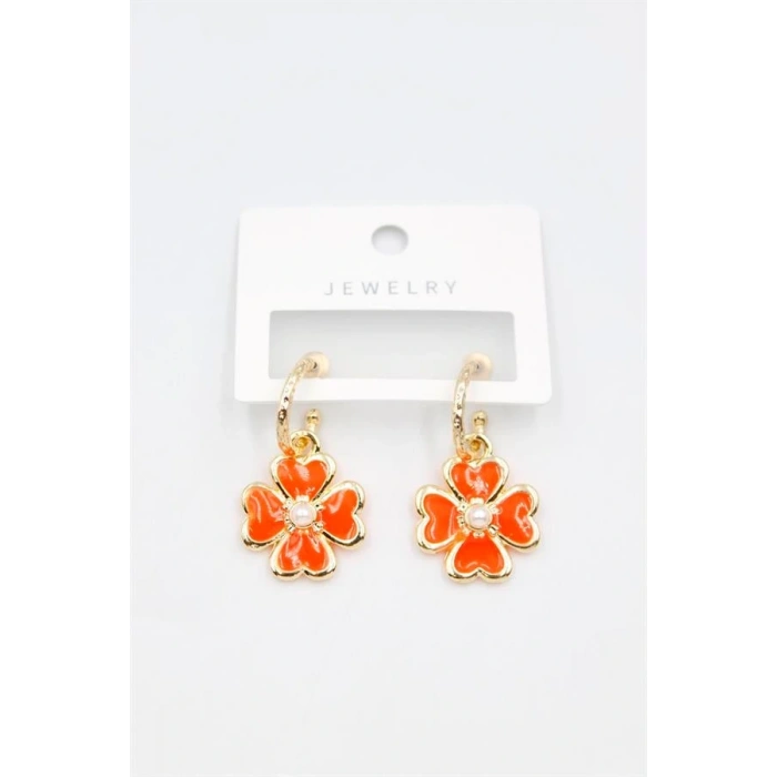 Çiçek Küpe - Turuncu