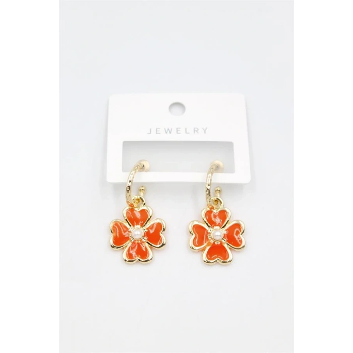 Çiçek Küpe - Turuncu