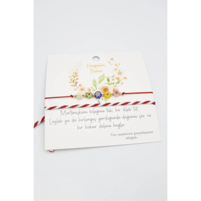 Çiçek Marteniçka Bileklik - Kırmızı