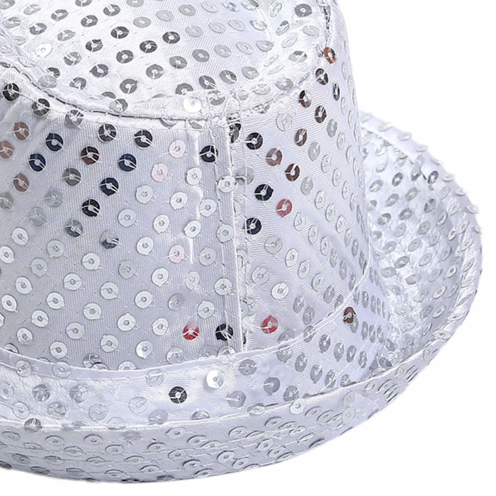 Çocuk Boy Gümüş Payetli Şapka Gösteri Şapkası Michael Jackson Şapkası 54 No