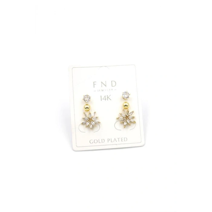 Çoklu Çiçek Küpe - Altın