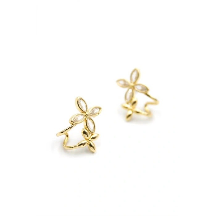 Çoklu Çiçek Küpe - Altın