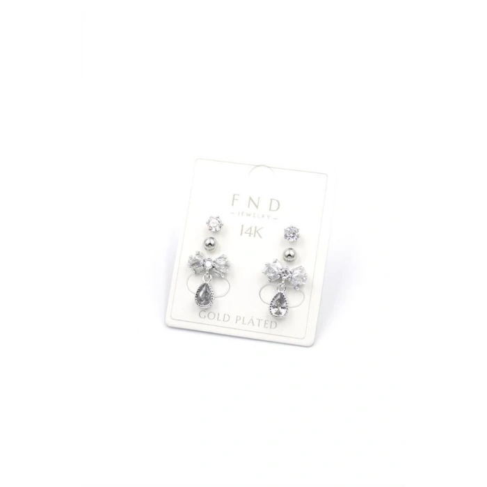 Çoklu Taşlı Küpe - Gümüş