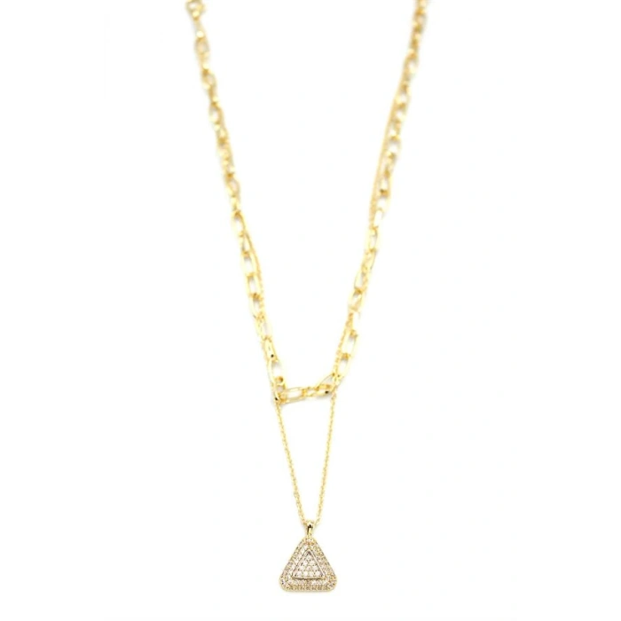 Çoklu Üçgen Kolye - Altın