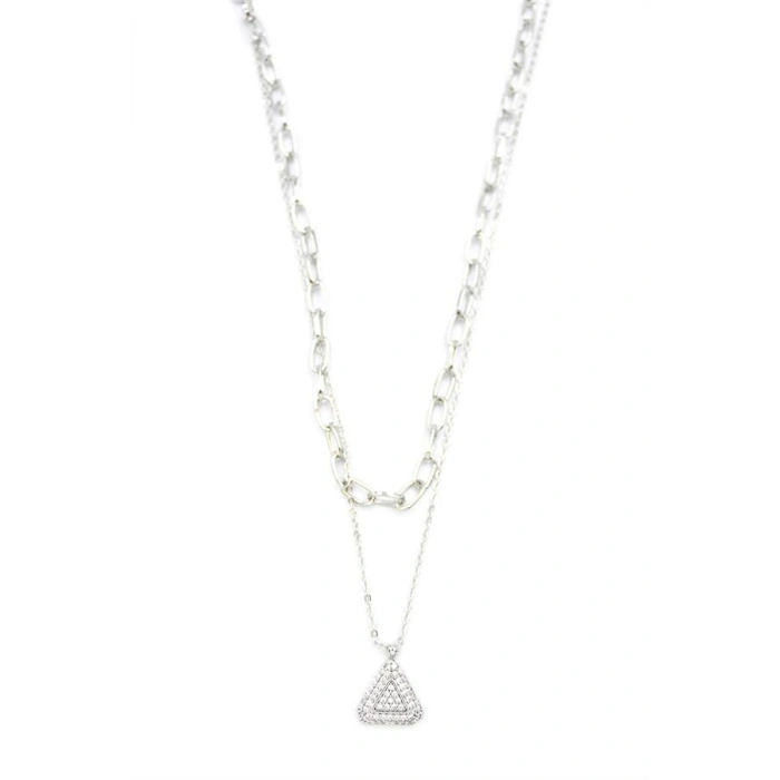 Çoklu Üçgen Kolye - Gümüş