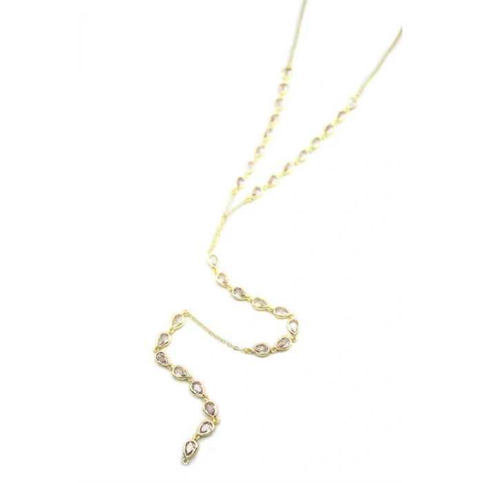 Damla Taşlı Y Kolye - Altın