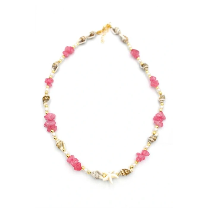 Deniz Kabuğu Kolye - Nar Çiçeği