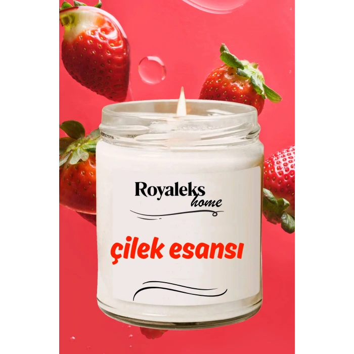 Doğal Özel Seri Kokulu Dekoratif Kavanoz Mum 210 cc - Çilek Esansı - RYL