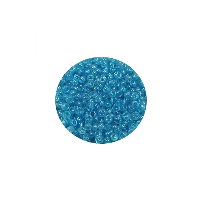 Dökme Cam Kum Boncuk (11/0) 2 mm - 60 Gram -  Şeffaf Koyu Camgöbeği - BNC061