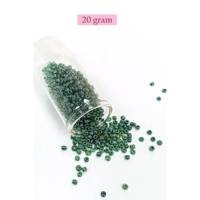 Dökme Cam Kum Boncuk (8/0) 3 mm - 20 Gram - Parlak Yeşil - BNC162