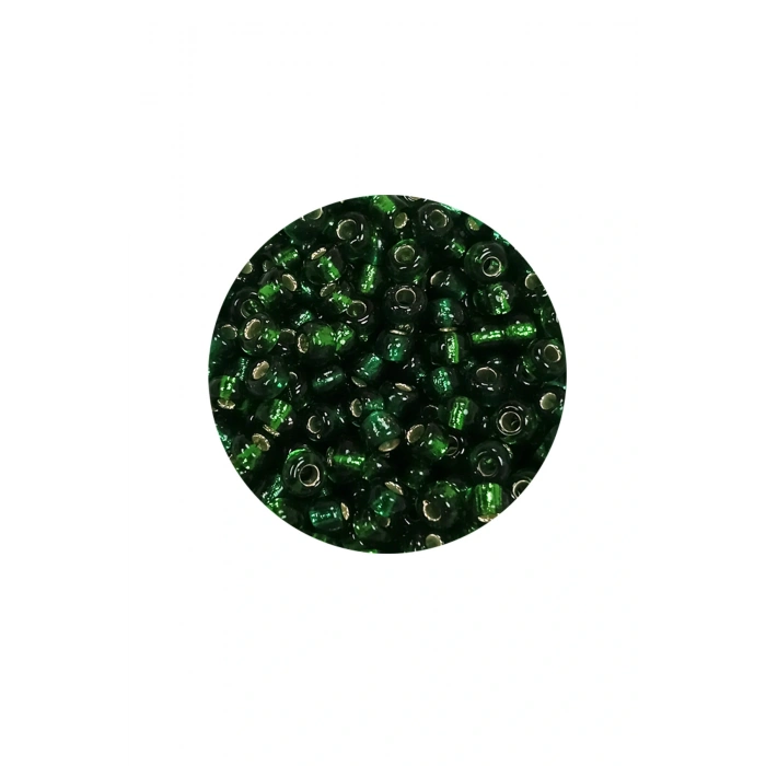 Dökme Cam Kum Boncuk (8/0) 3 mm - 20 Gram - Şeffaf Asker Yeşili - BNC177