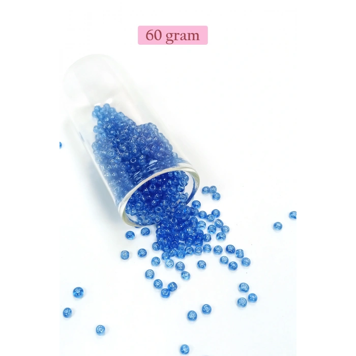 Dökme Cam Kum Boncuk (8/0) 3 mm - 60 Gram - Şeffaf Açık Mavi - BNC204