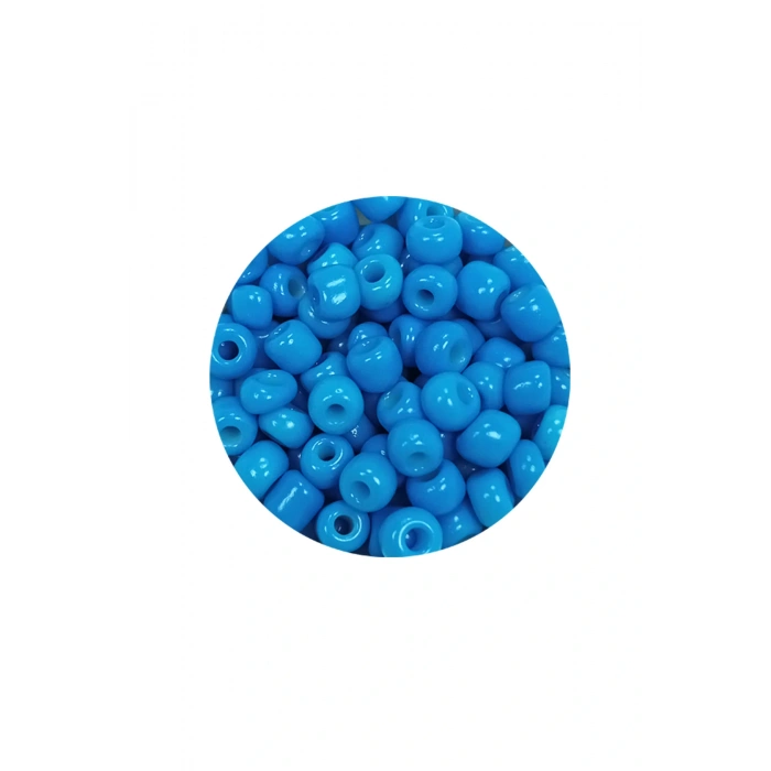 Dökme Cam Kum Boncuk Büyük Boy (6/0) 4 mm - 60 Gram - Açık Mavi - BNC142