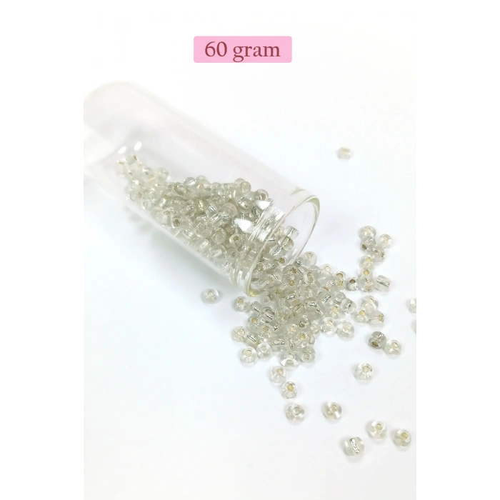 Dökme Cam Kum Boncuk Büyük Boy (6/0) 4 mm - 60 Gram - Şeffaf - BNC122