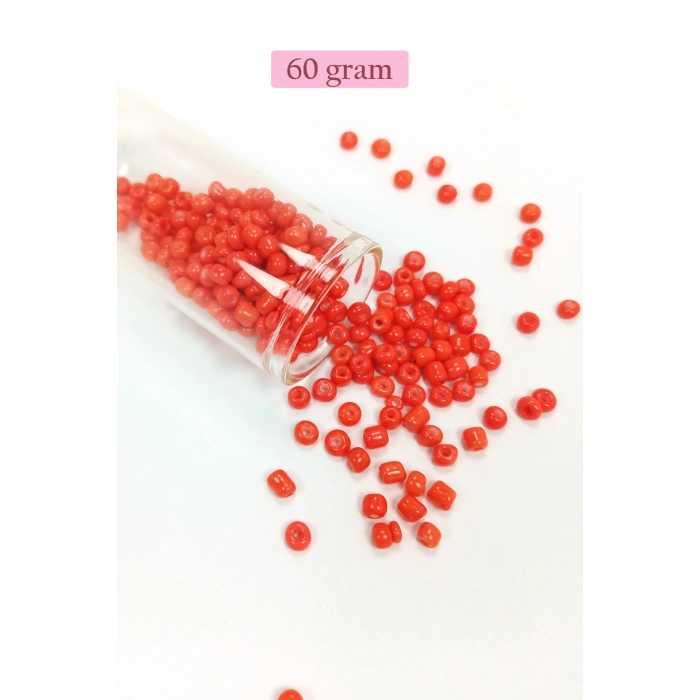 Dökme Cam Kum Boncuk Büyük Boy (6/0) 4 mm - 60 Gram - Turuncu - BNC137
