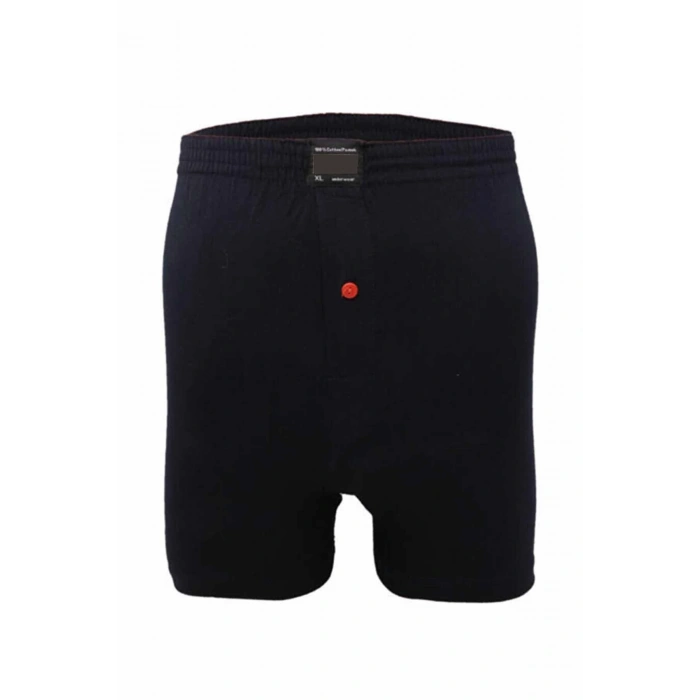 Düğmeli Pamuklu Erkek Penye Boxer Lacivert - 1146A