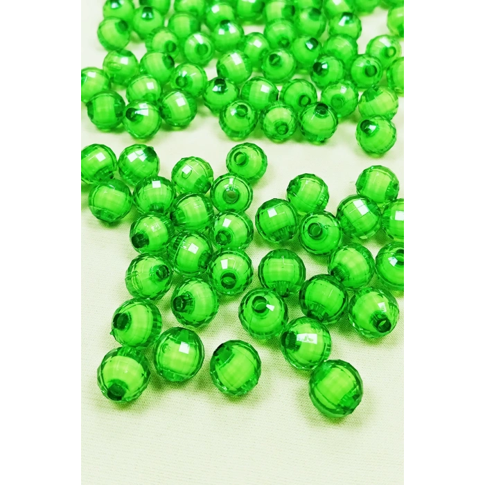 Dünya Boncuk İçten Boncuklu Bileklik Çanta Boncuğu 10 mm 50 gr Yeşil - BNC460