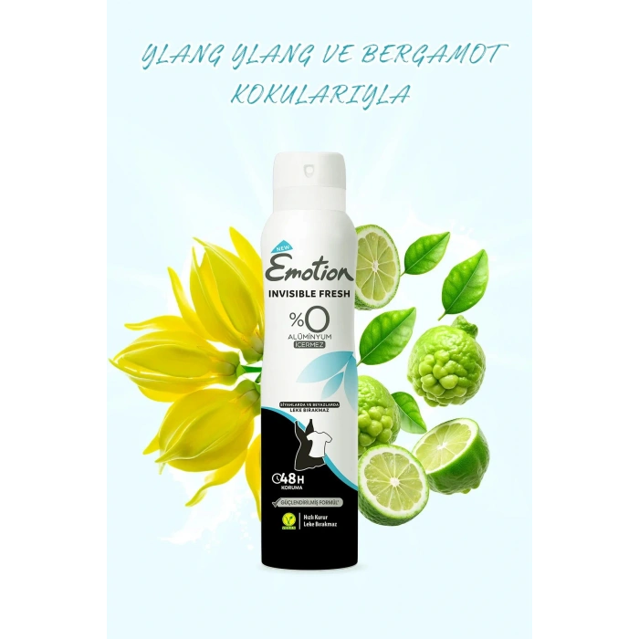 Emotion Invisible Fresh Black & White Kadın Deodorant 150ml Vegan, Leke Bırakmaz