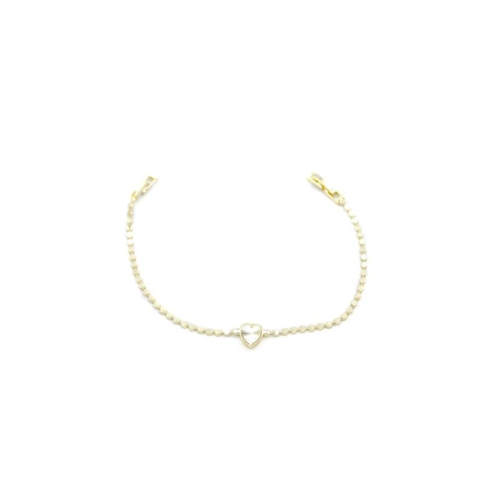 Ezme Zincir Kalp Bileklik - Altın