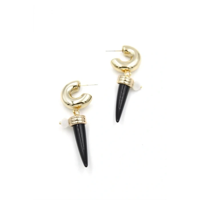 Fildişi Halka Küpe - Siyah