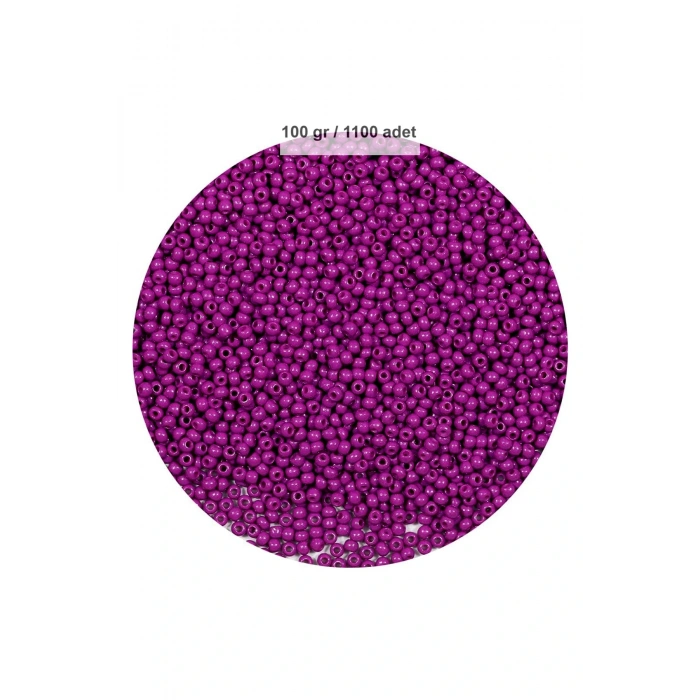 Fuşya Renk 4 mm Yaklaşık 1100 adet / 100 gram Cam Boncuk Oya Yazma Bileklik ve Kolye