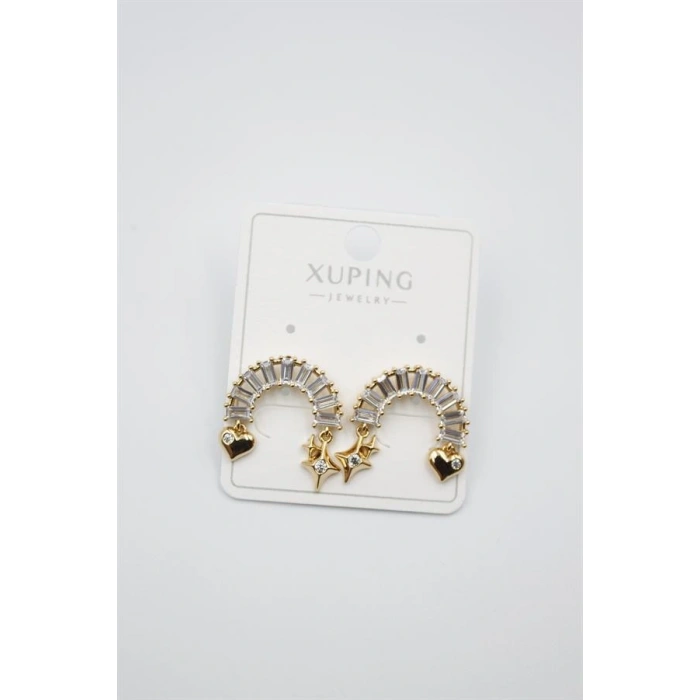 Gökkuşağı Taşlı Küpe - Altın