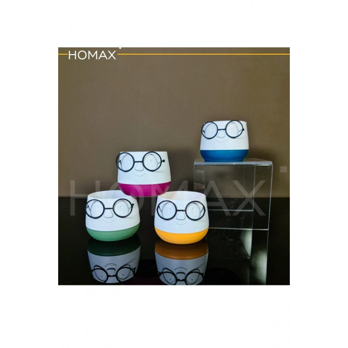 Gözlüklü Dekoratif Saksı Orta Boy 1 Adet Royaleks-5721