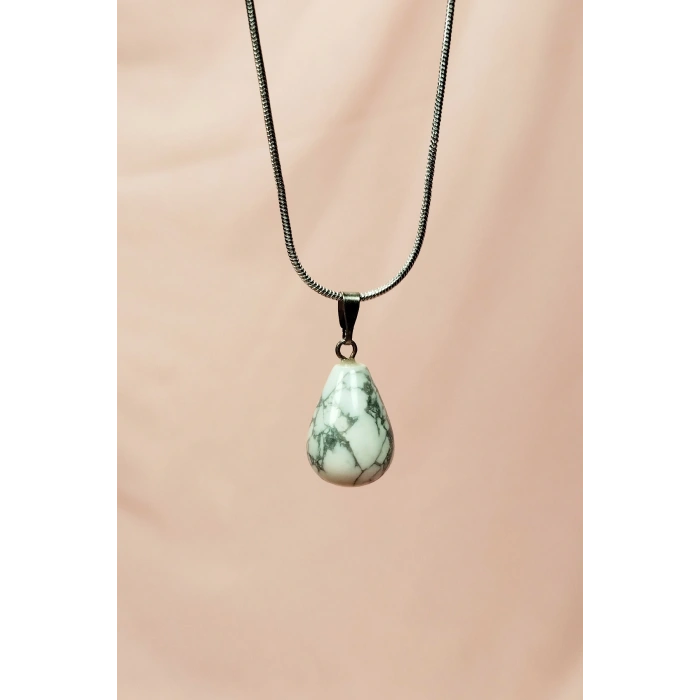 Havlit Doğal Taşı Zincirli El Yapımı Kolye Uç: 2 cm Zincir: 20 cm Kutulu