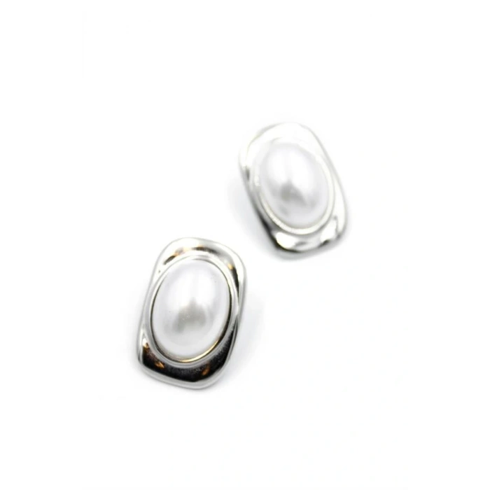 İnci Oval Küpe - Gümüş
