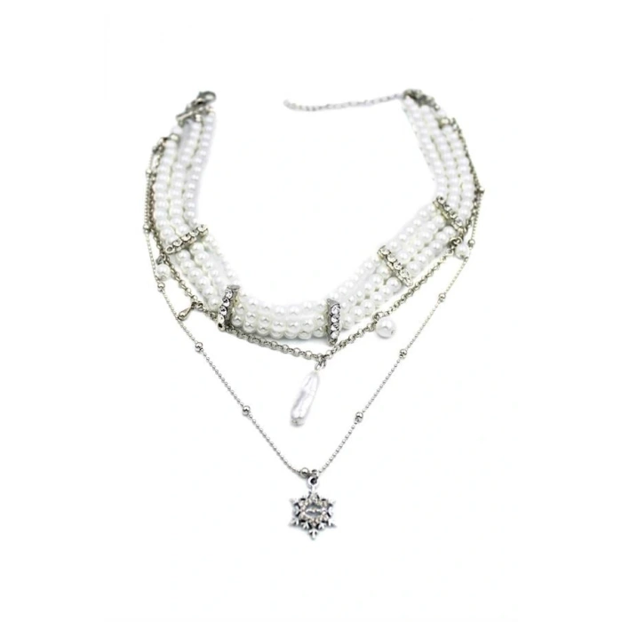 İnci Tasma Kolye - Gümüş