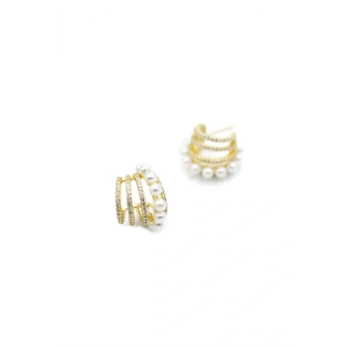 İncili Taşlı Küpe - Altın