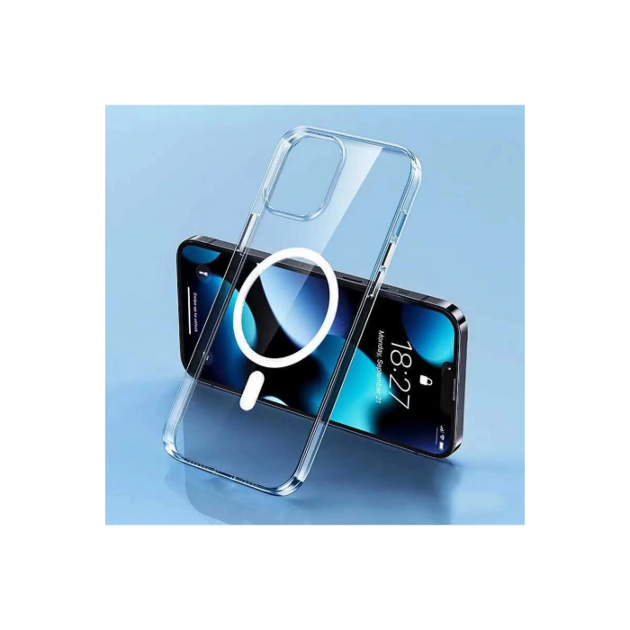 Iphone 14 Kılıf Kamera Lens Korumalı Magsafe Destekli Şeffaf Darbe Emici Sert Kapak