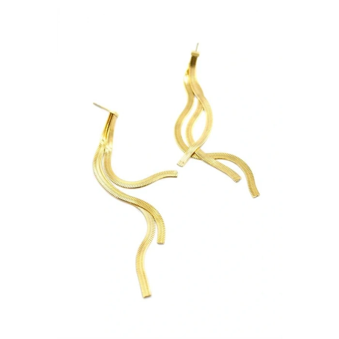 İtalyan Zincir Sallantılı Küpe - Altın