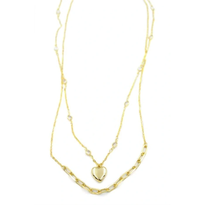 Kalp Kolye - 90cm - Altın