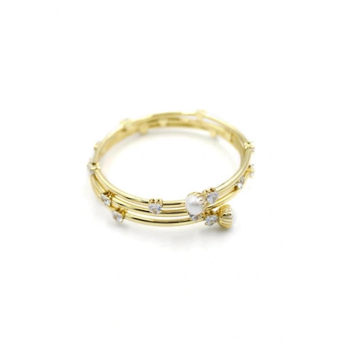 Kalp Taşlı Sarmal Bilezik - Altın